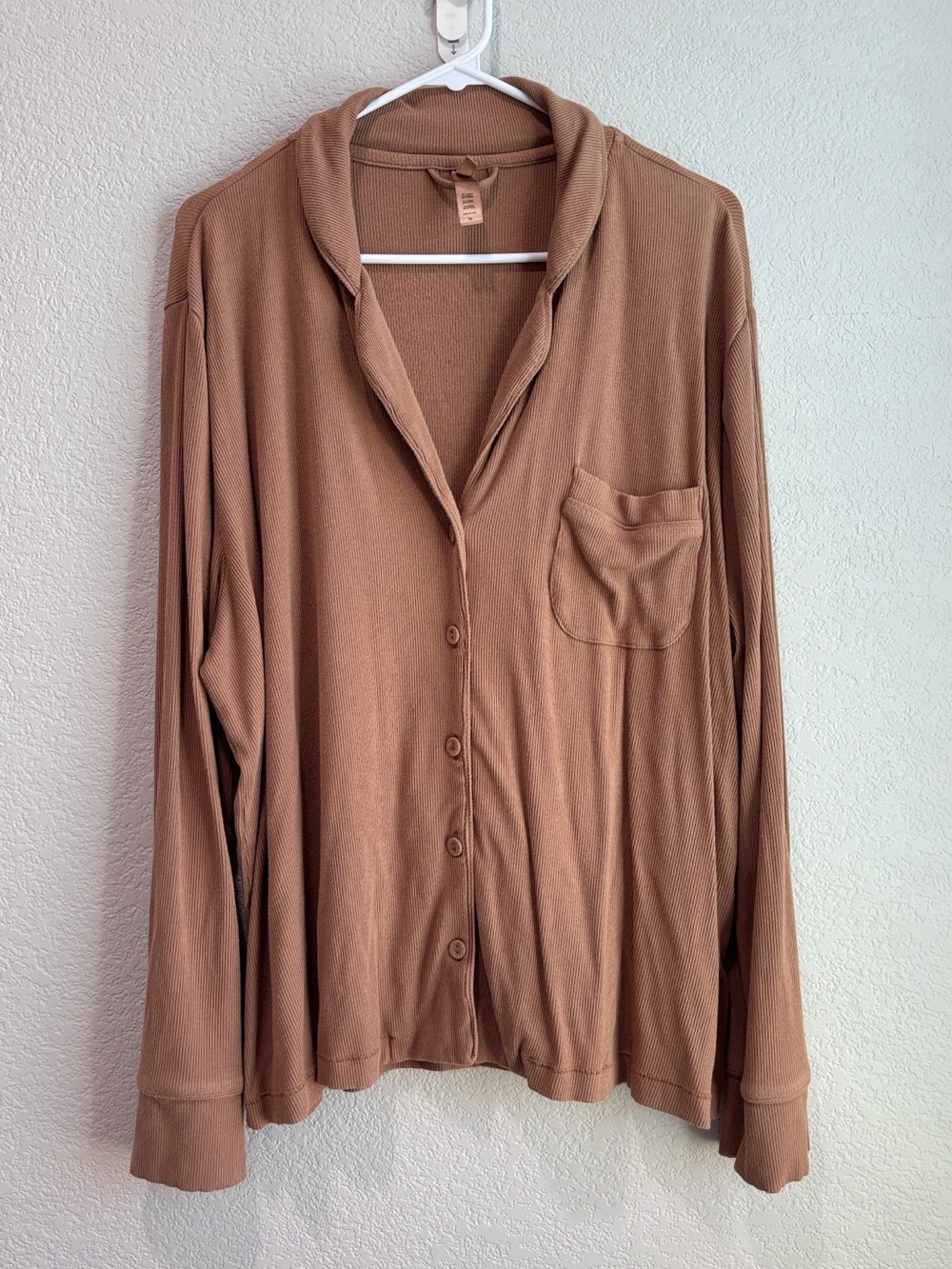 SKIMS Soft Lounge Rib Pajama Shirt Brown Tan XL